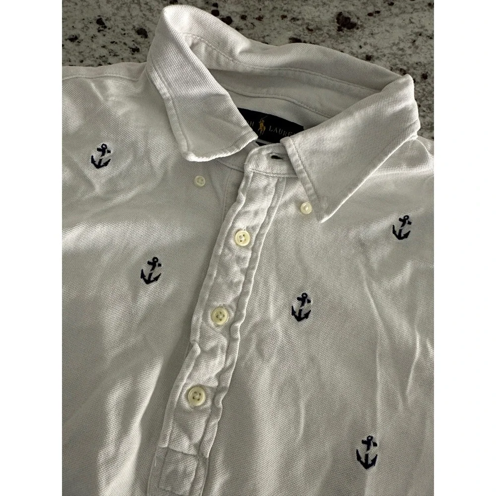 Ralph Lauren All Over Nautical Print Mens Short Sleeve Shirt L Large